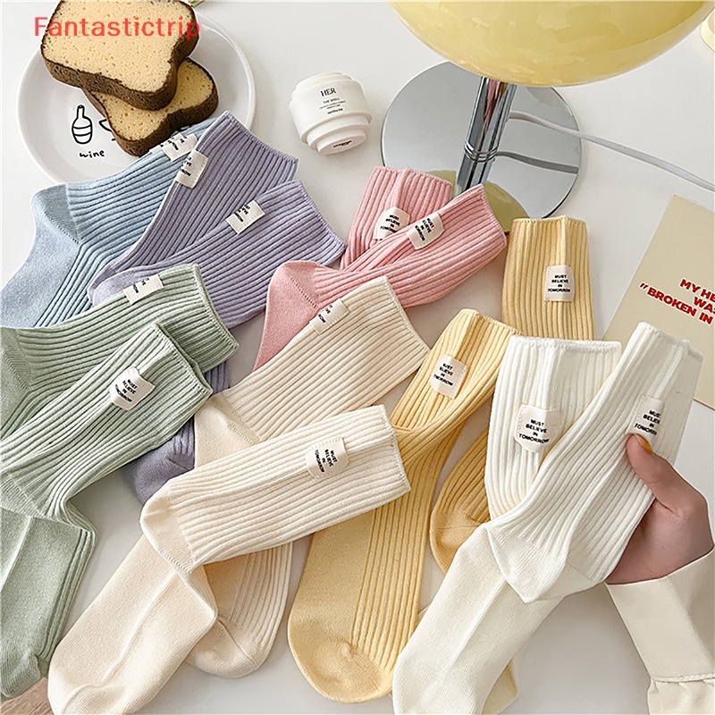 1 Đôi Vớ Cotton Thoáng Khí Nhiều Màu Sắc Phong Cách Nhật Bản Cho Nữ