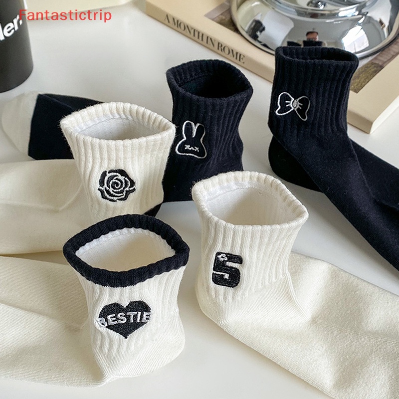 Vớ Cotton Thoáng Khí Thêu Họa Tiết Dễ Thương Thời Trang Xuân Hè 2023 Cho Nữ