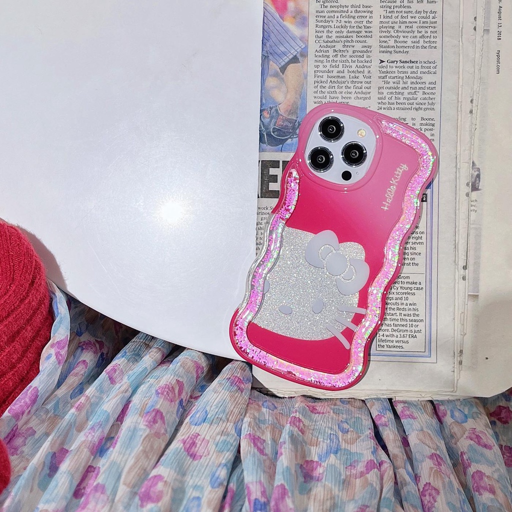 Ốp Điện Thoại TPU Dẻo Họa Tiết Hoạt Hình Mèo Kèm Nước Kim Tuyến Lấp Lánh Cho iPhone 12 13 14 Pro Max