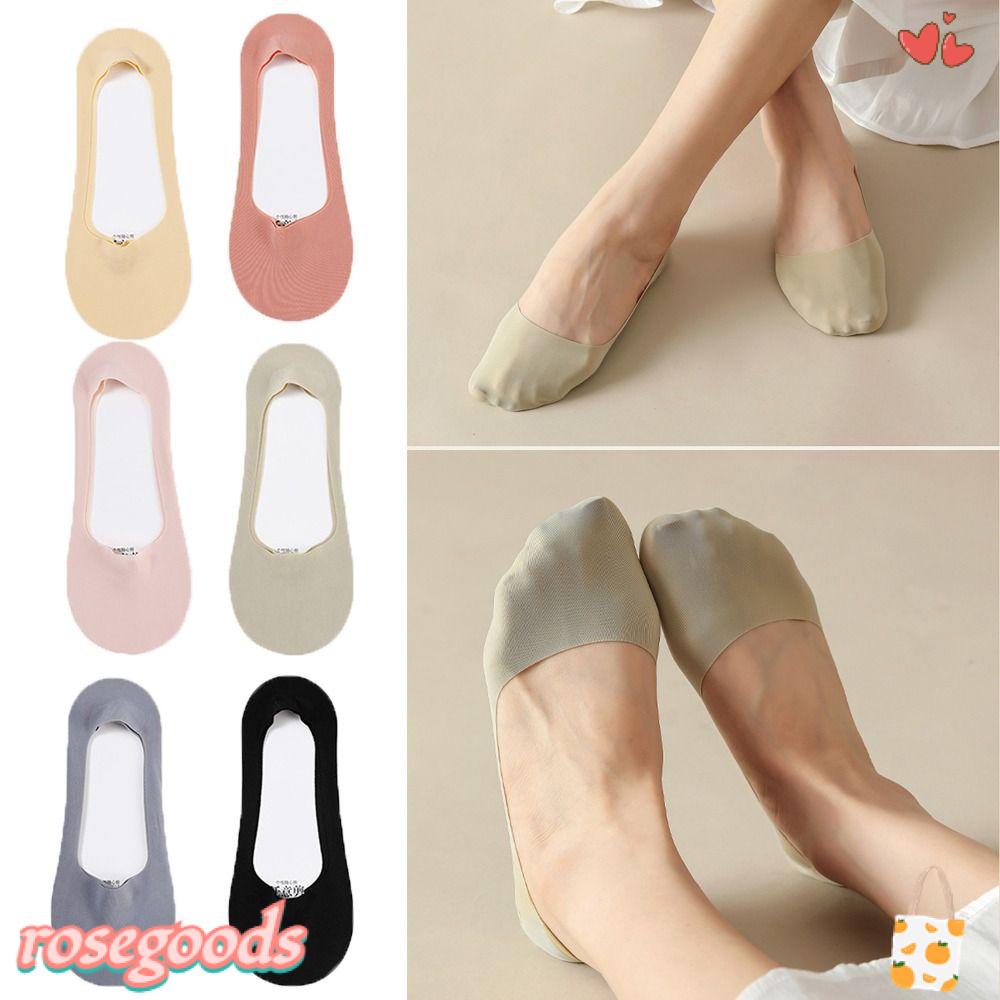 Set 5 Đôi Tất Vô Hình Thoáng Khí Chống Trượt Màu Trơn Thời Trang Mùa Hè