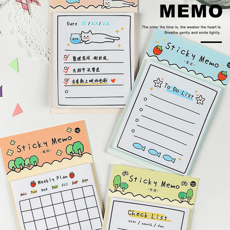 Set 30 Tấm Giấy Ghi Chú Họa Tiết Đáng Yêu Trang Trí Sổ Tay