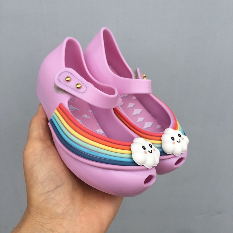Khuyến Mãi melissa Giày Sandal Nhựa Cầu Vồng mini melissa Dành Cho Bé Gái