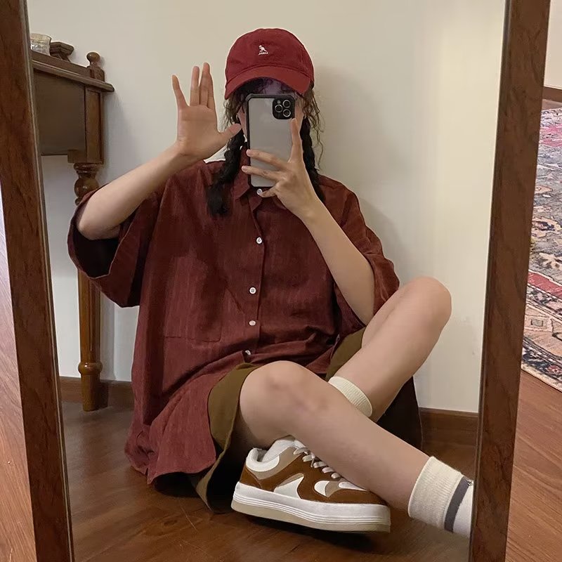 Áo Sơ Mi Tay Dài Màu Trơn Dáng Rộng Thời Trang Mùa Hè Hàn Quốc Cho Nam