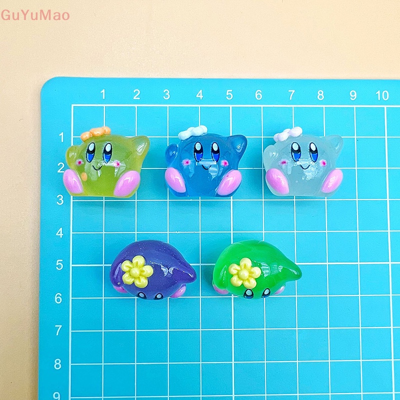 Bộ 2 Tượng Hoạt Hình Kirby Dạ Quang Bằng Nhựa Resin Trang Trí Tiểu Cảnh