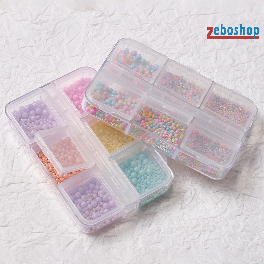 1 Hộp Hạt Tròn Mini 6 Ngăn Màu Sắc Ngọt Ngào Trang Trí Móng Tay Nghệ Thuật 3D DIY