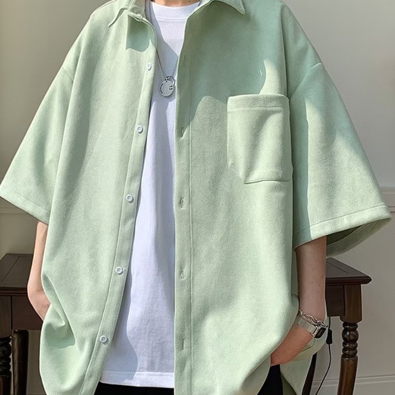 Áo Sơ Mi Tay Ngắn Phong Cách Đường Phố Nhật Bản Thời Trang Mùa Hè Cao Cấp Cho Nam