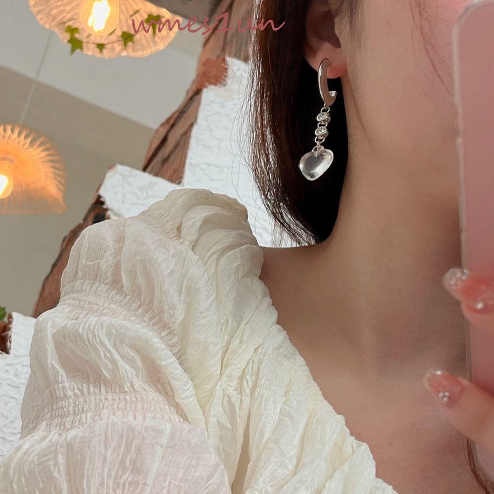 Khuyên Tai WMES15H Thời Trang Thanh Lịch Dành Cho Nữ|Khuyên Tai Lủng Lẳng Hình Trái Tim Phong Cách Hàn Quốc