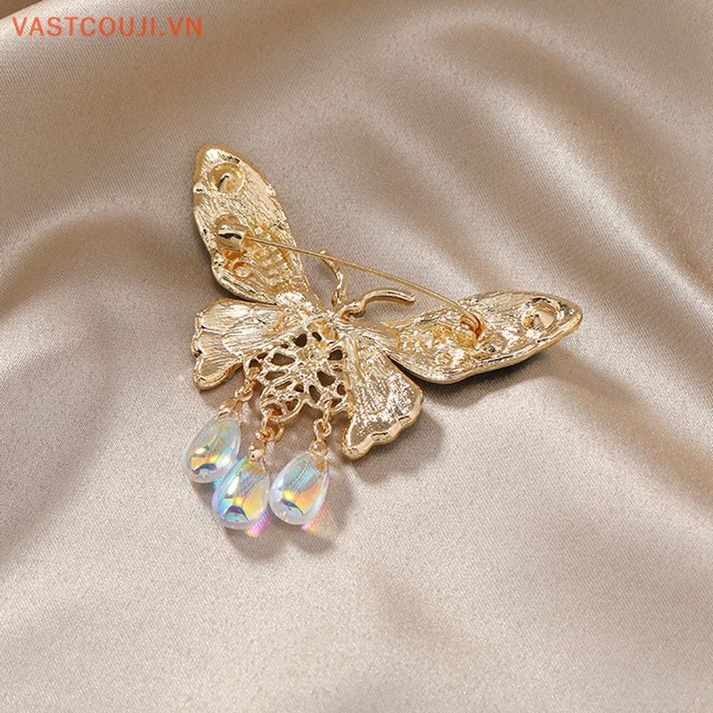 Trâm Cài Áo Hình Giọt Nước Bướm Tráng Men Phối Tua Rua Trang Trí Tiệc Tùng / Văn Phòng