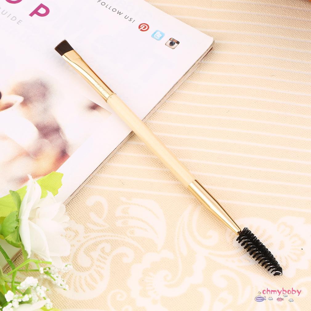 [InStock] Sợi tổng hợp vàng Tay cầm bằng tre mịn Dụng cụ trang điểm Bàn chải lông mày đôi mi [Z/10]
