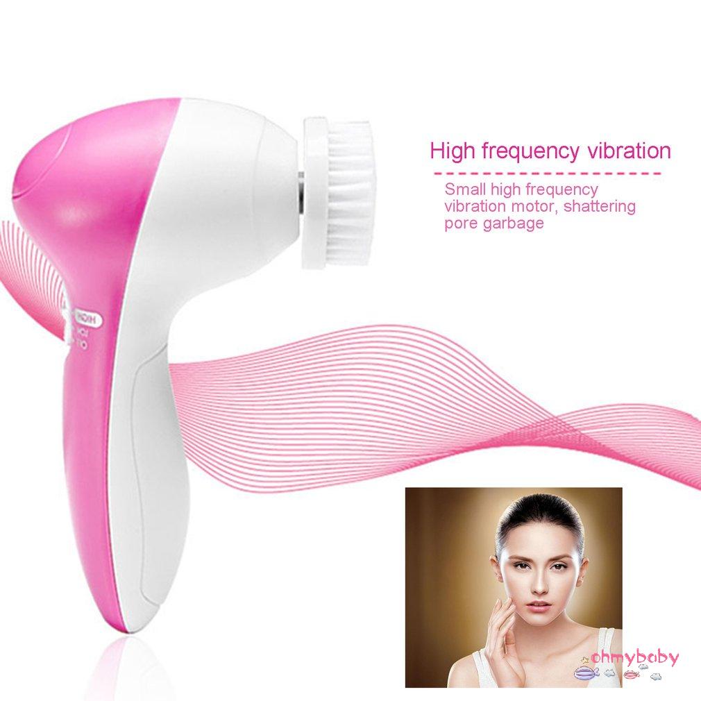 [InStock] Đa Năng 5 Trong 1 Dụng Cụ Làm Sạch Điện Xoay Rửa Mặt Máy Mát Xa Lỗ Chân Lông Bàn Chải [Z/3]