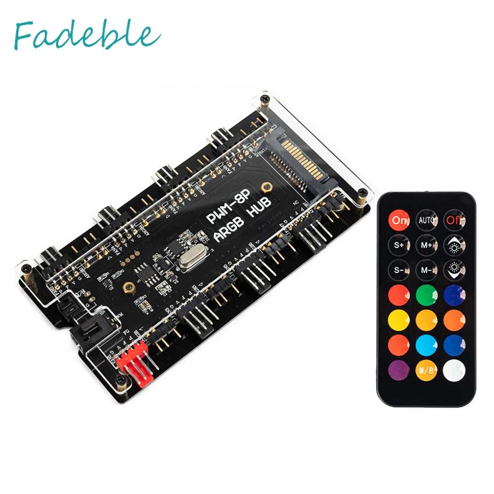 Bộ Chia Nguồn SATA Từ 1 Sang 8 Quạt 12V 4 Pin PWM ARGB