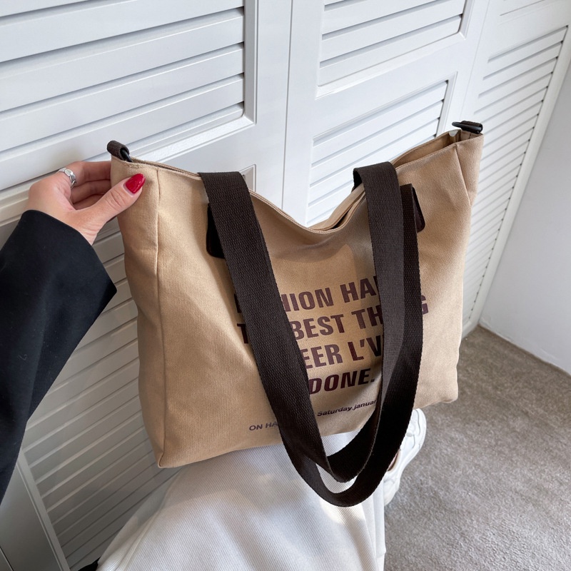 MISCHA Túi Xách canvas Cỡ Lớn Thiết Kế Đơn Giản Thời Trang Hàn Quốc Cho Nữ