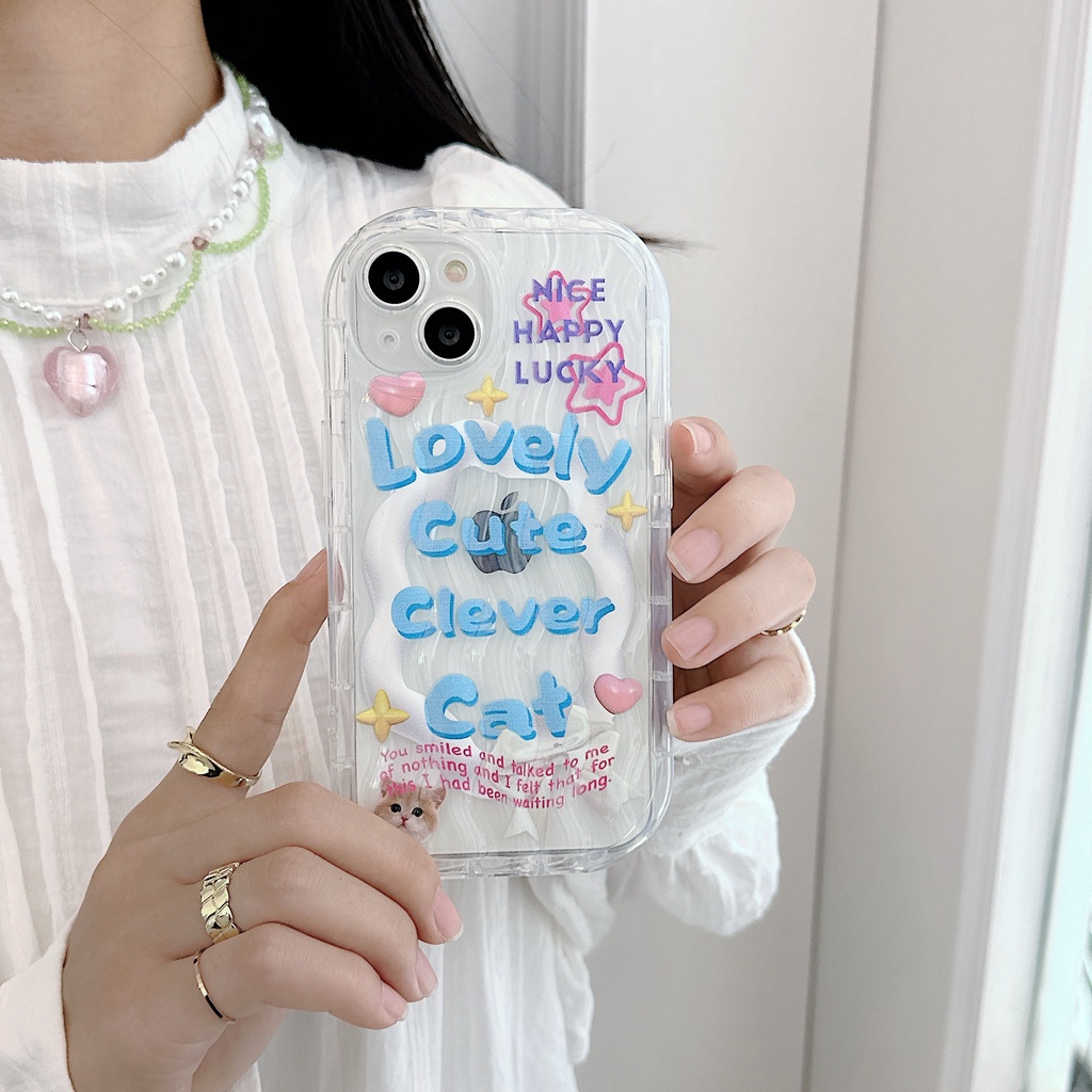 Ốp Điện Thoại TPU Dẻo Trong Suốt Họa Tiết Hoạt Hình Chú Mèo Kèm Giá Đỡ Cho iPhone 13 12 11 Pro Max 14 Plus