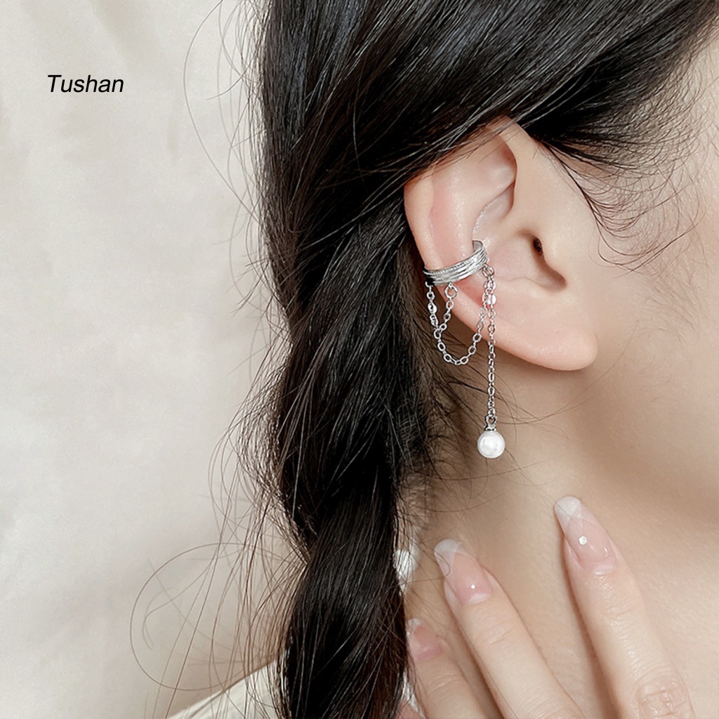 1 Khuyên Kẹp Vành Tai Nhiều Lớp Đính Ngọc Trai Nhân Tạo Thời Trang