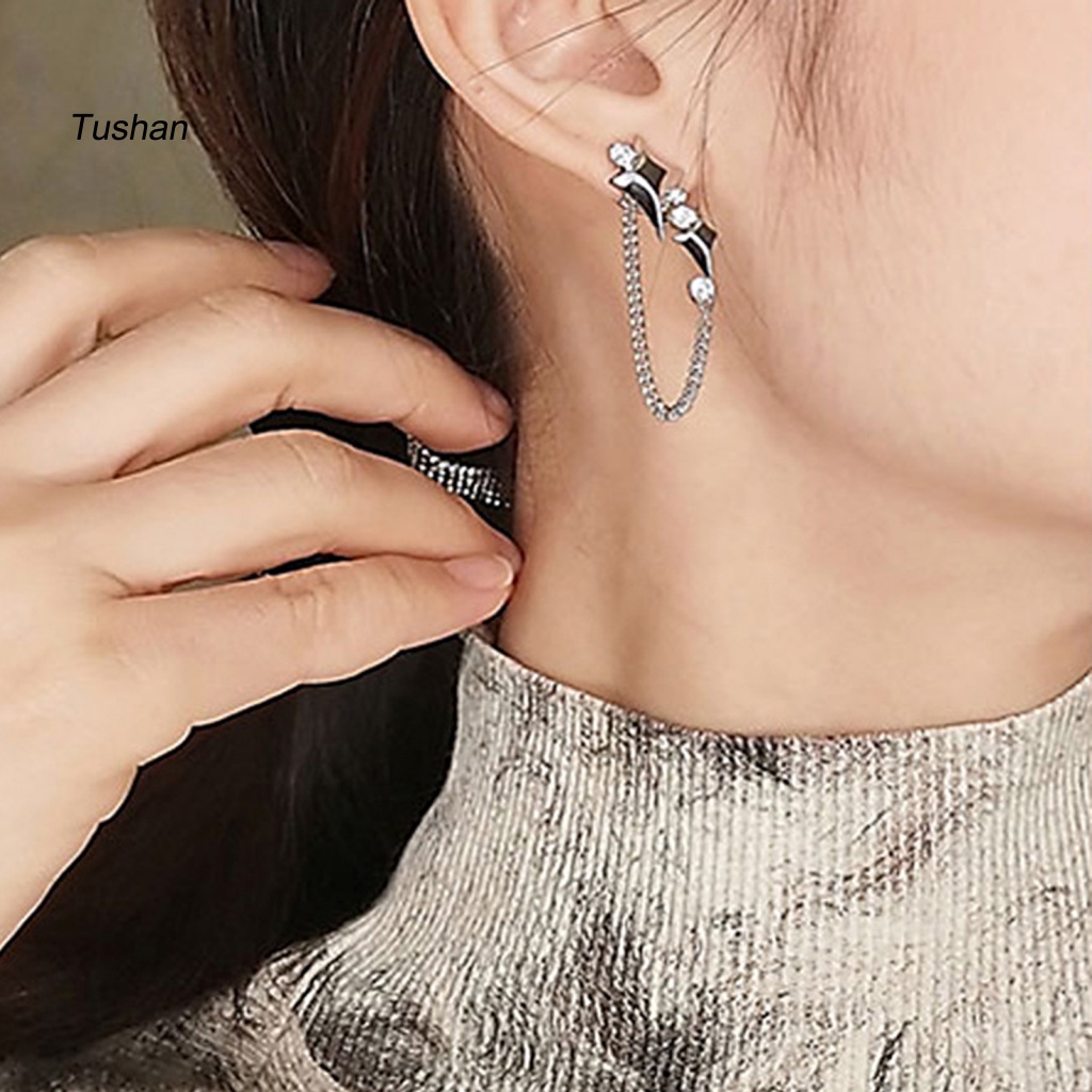 1 Chiếc Bông Tai Tua Rua Hình Ngôi Sao Đính Đá Thời Trang