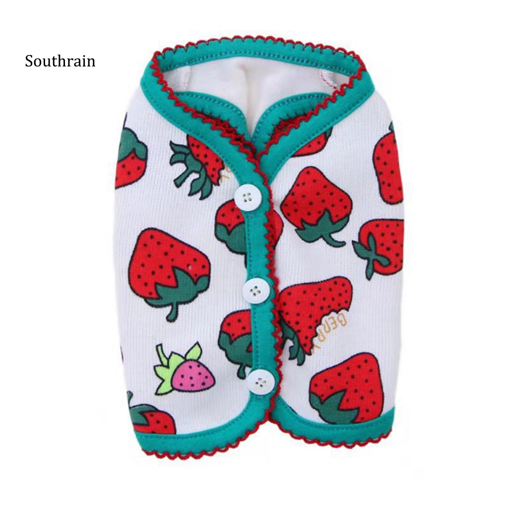 Bộ Đồ Hóa Trang Họa Tiết Dâu Tây Hoạt Hình Giữ Ấm Cho Cún Cưng