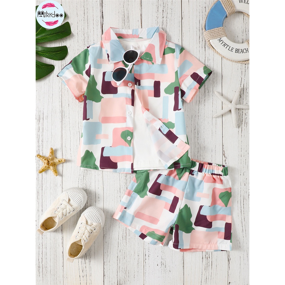 Set Đồ Mùa Hè 2 Món Gồm Áo Polo Tay Cộc + Quần Ngắn Kẻ Sọc Caro Cho Bé Trai 4-7 Tuổi