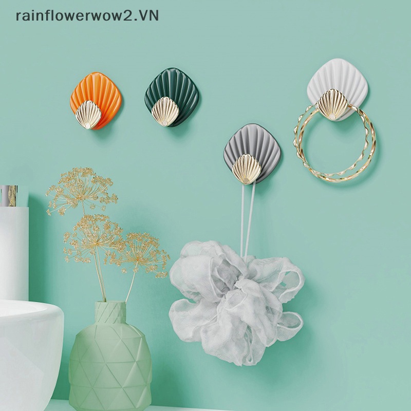 Set 4 Móc Treo Đồ Hình Vỏ Sò Dán Tường Không Cần Khoan Chắc Chắn