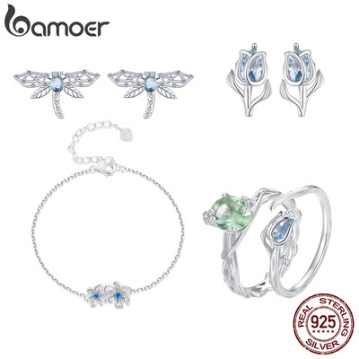 BAMOER Bộ Trang Sức bạc 925 Hình Chuồn Chuồn Phong Cách Hàn Quốc Cho Nữ