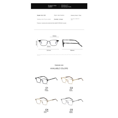 [-0°~-600°Mắt Kính Chống Ánh Sáng Xanh / Bức Xạ Bằng Kim Loại Cổ Điển Cho Nam Và Nữ