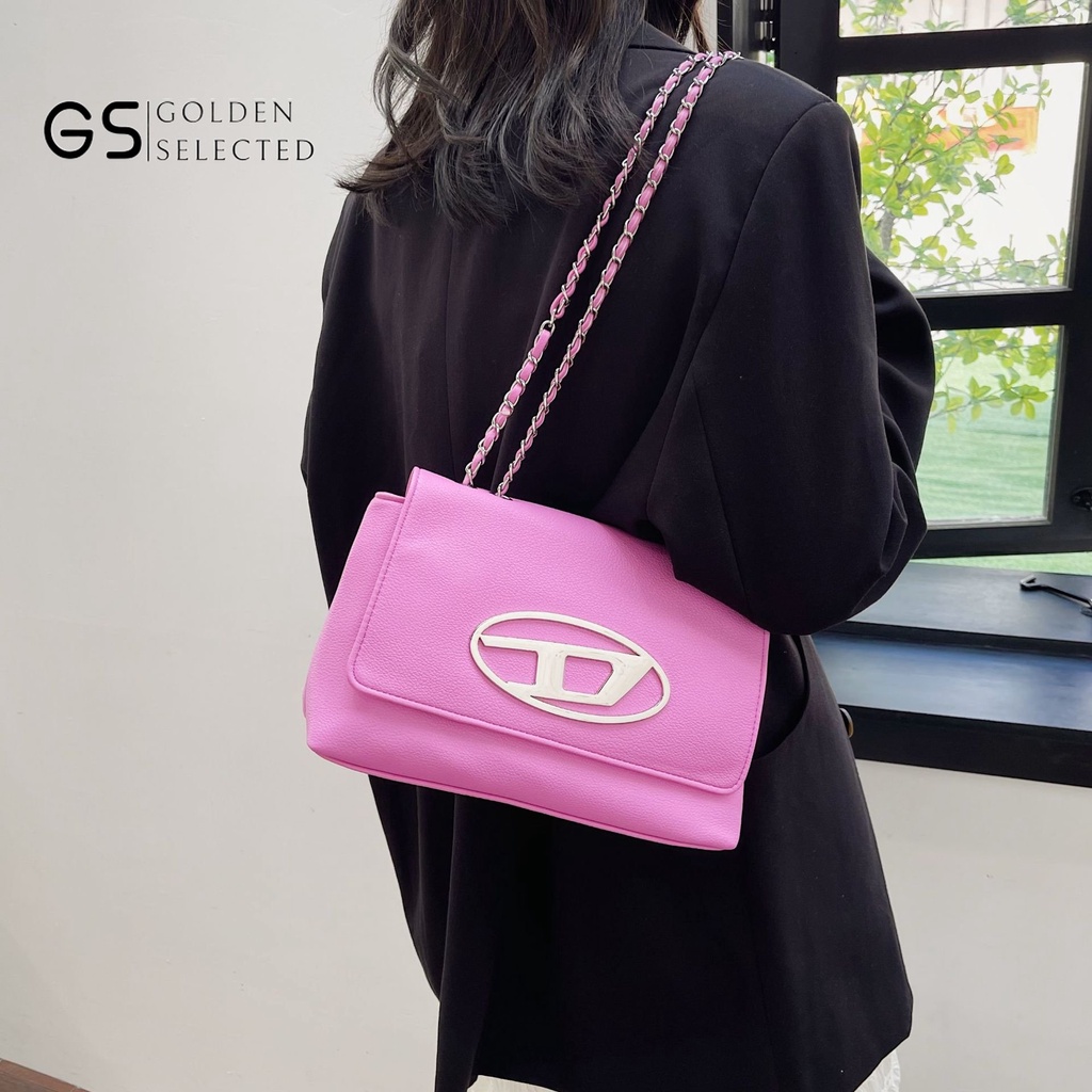 Túi Xách Đeo Vai Cỡ Lớn Phối Dây Xích Thiết Kế Mới Cao Cấp Thời Trang