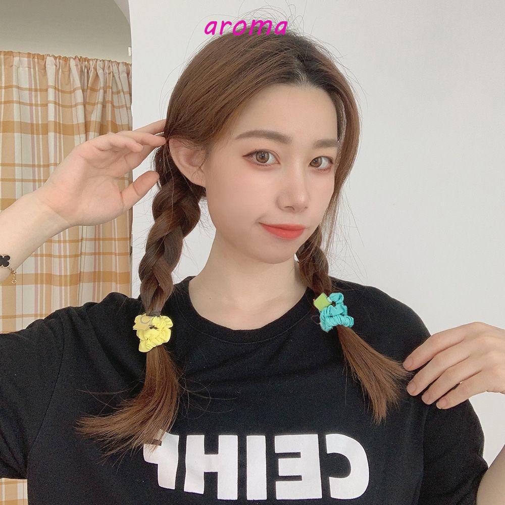 Dây Cột Tóc Co Giãn Màu Sắc Ngọt Ngào In Họa Tiết Mặt Cười Xinh Xắn Cho Nữ