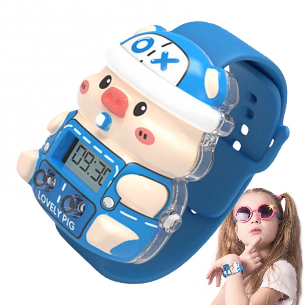 Đồng Hồ Điện Tử Hình Chú Heo Hoạt Hình 3D Dễ Thương Cho Bé Từ 3-11 Tuổi