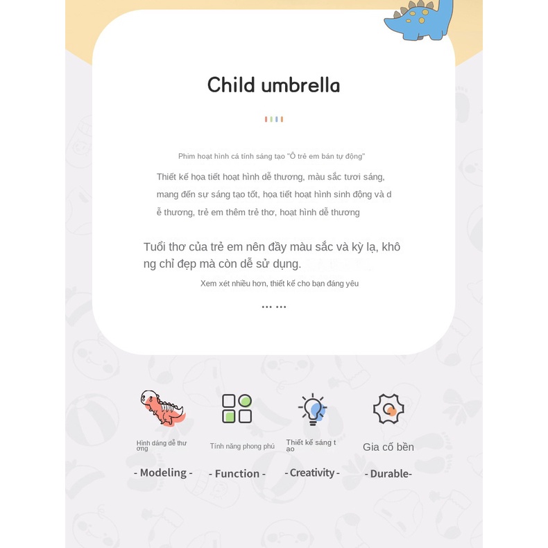 Dù Che Nắng Tự Động Họa Tiết Hoạt Hình Xinh Xắn Dành Cho Bé