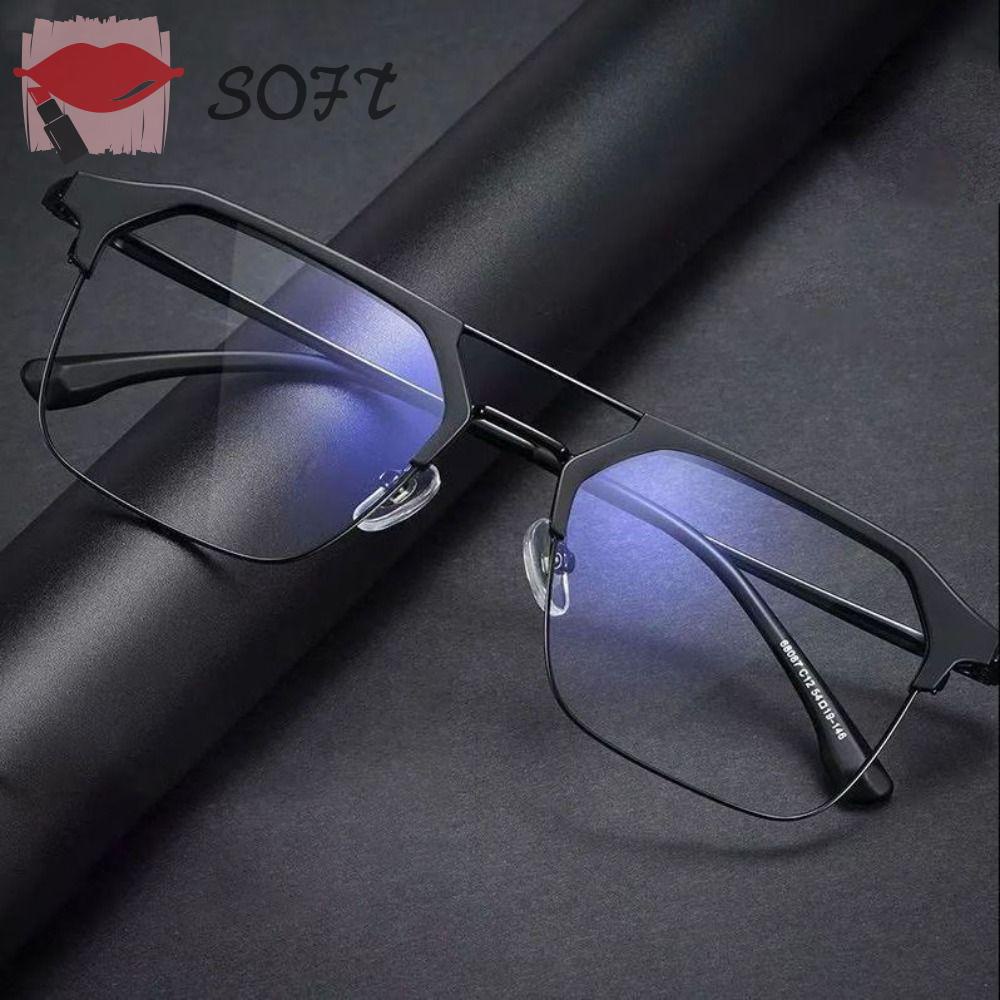 Mắt Kính Gọng Vuông Bằng Kim Loại Siêu Nhẹ Phong Cách Vintage SOFTNESS