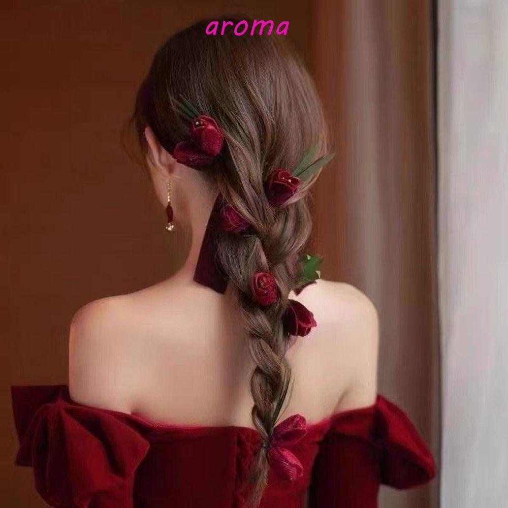 Băng Đô Cài Tóc Phối Ruy Băng Họa Tiết Hoa Tulip Phong Cách Hàn Quốc Cổ Điển Thời Trang Cho Nữ