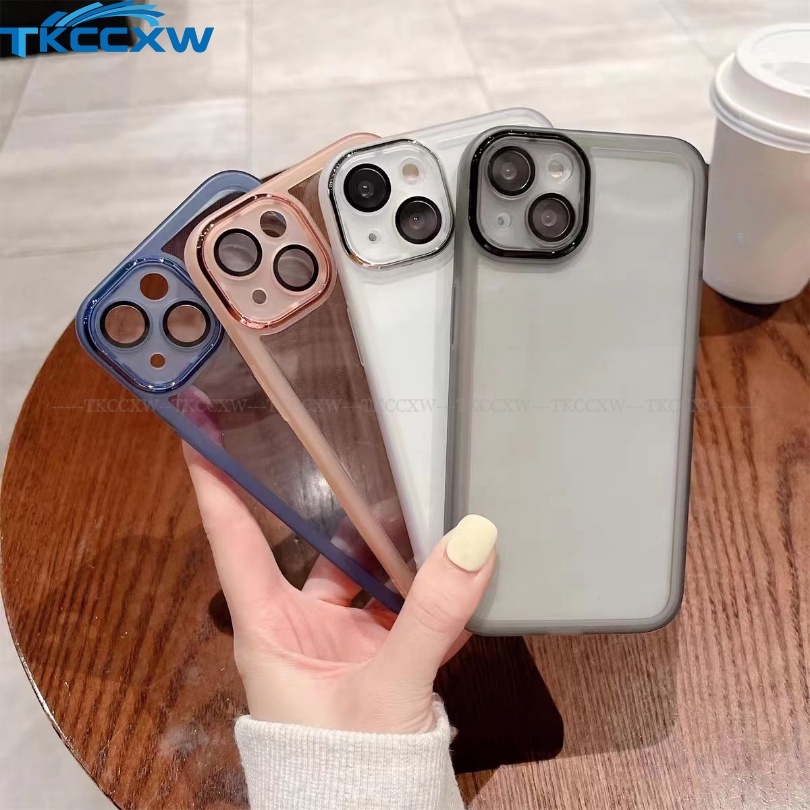 Ốp Điện Thoại Màu Kẹo Trong Suốt Có Nắp Lens Cho OPPO A1 Pro A57 A77 A58 A78 Find X6 X5 X3 Pro