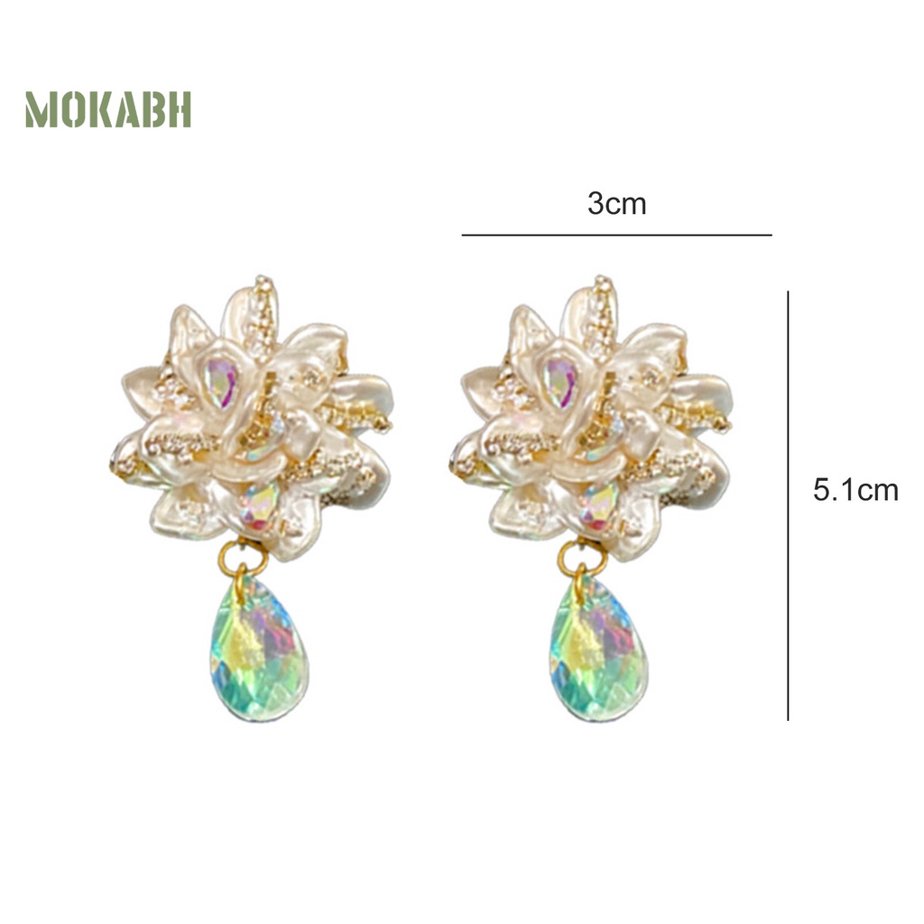 1 Đôi Bông Tai Hình Giọt Nước Đính Ngọc Trai Giả Chống Mòn Thời Trang