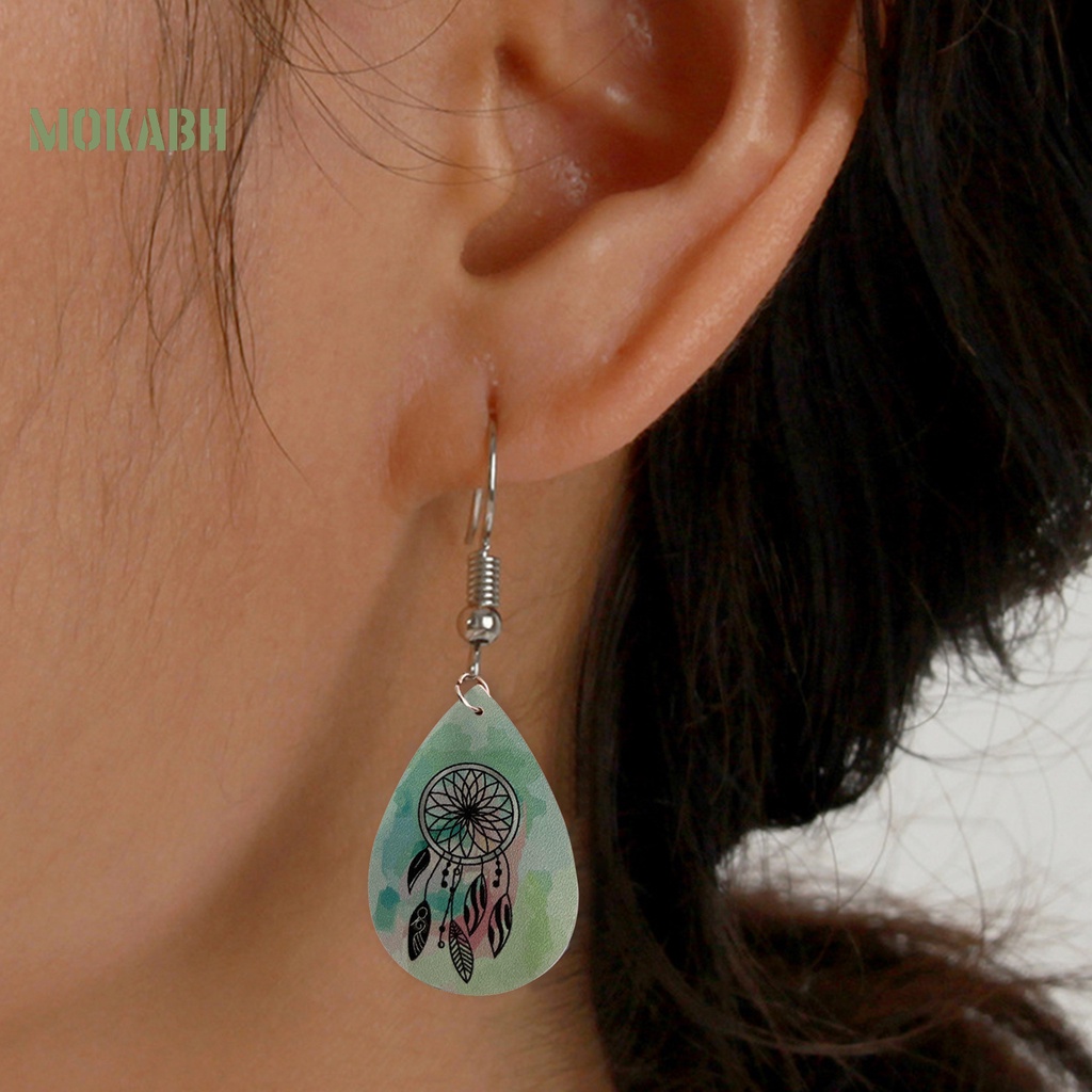 1 Đôi Bông Tai Hình Giọt Nước Nhuộm Giả Da Thời Trang