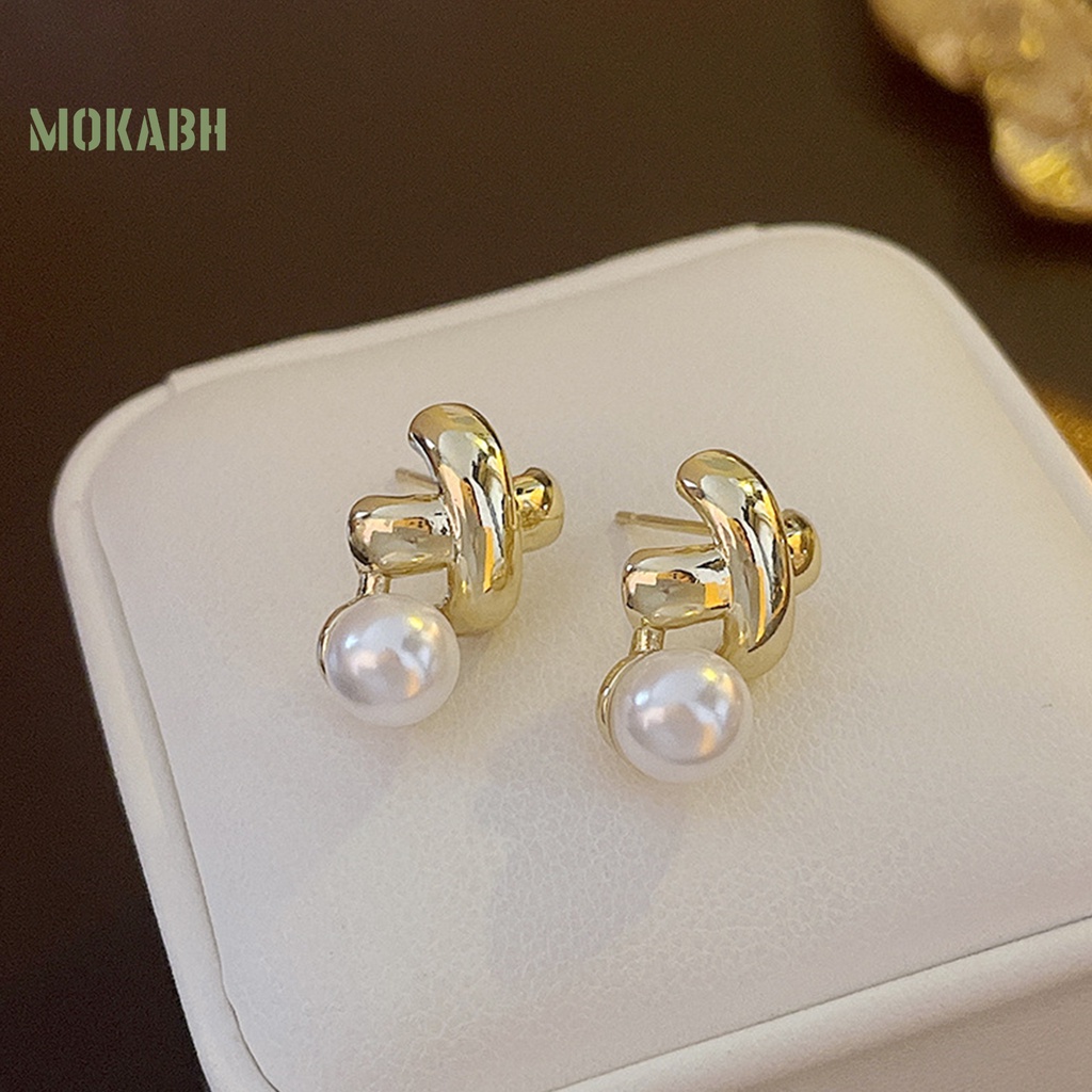 1 Đôi Bông Tai Hình Chữ X Đính Ngọc Trai Giả Thời Trang Dành Cho Nữ