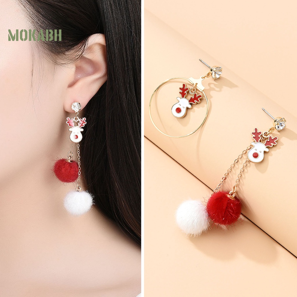 1 Đôi Khuyên Tai Hình Tuần Lộc Giáng Sinh Đính Đá Thời Trang