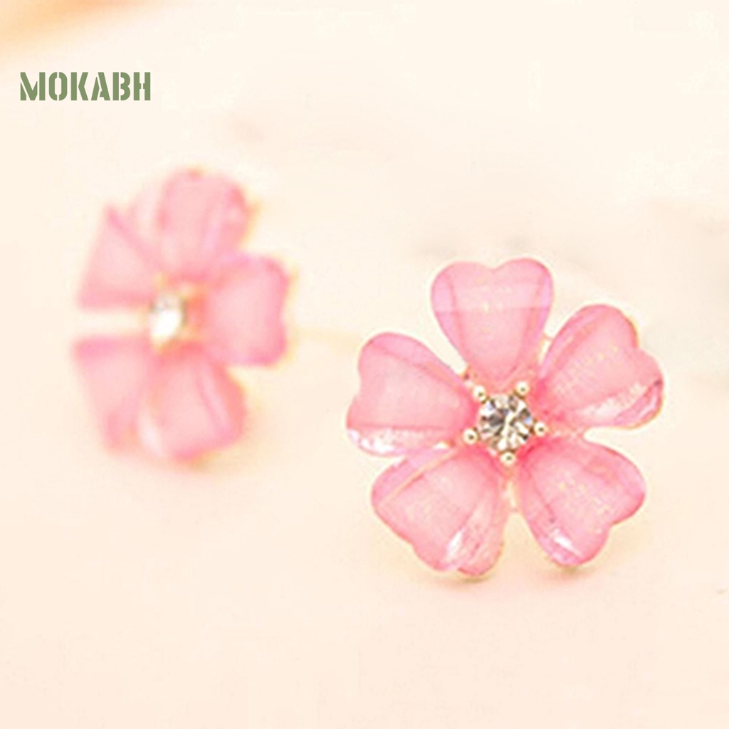 Bông Tai Hình Cánh Hoa Bằng Hợp Kim Đính Đá Lấp Lánh Tinh Tế Thời Trang Cho Nữ