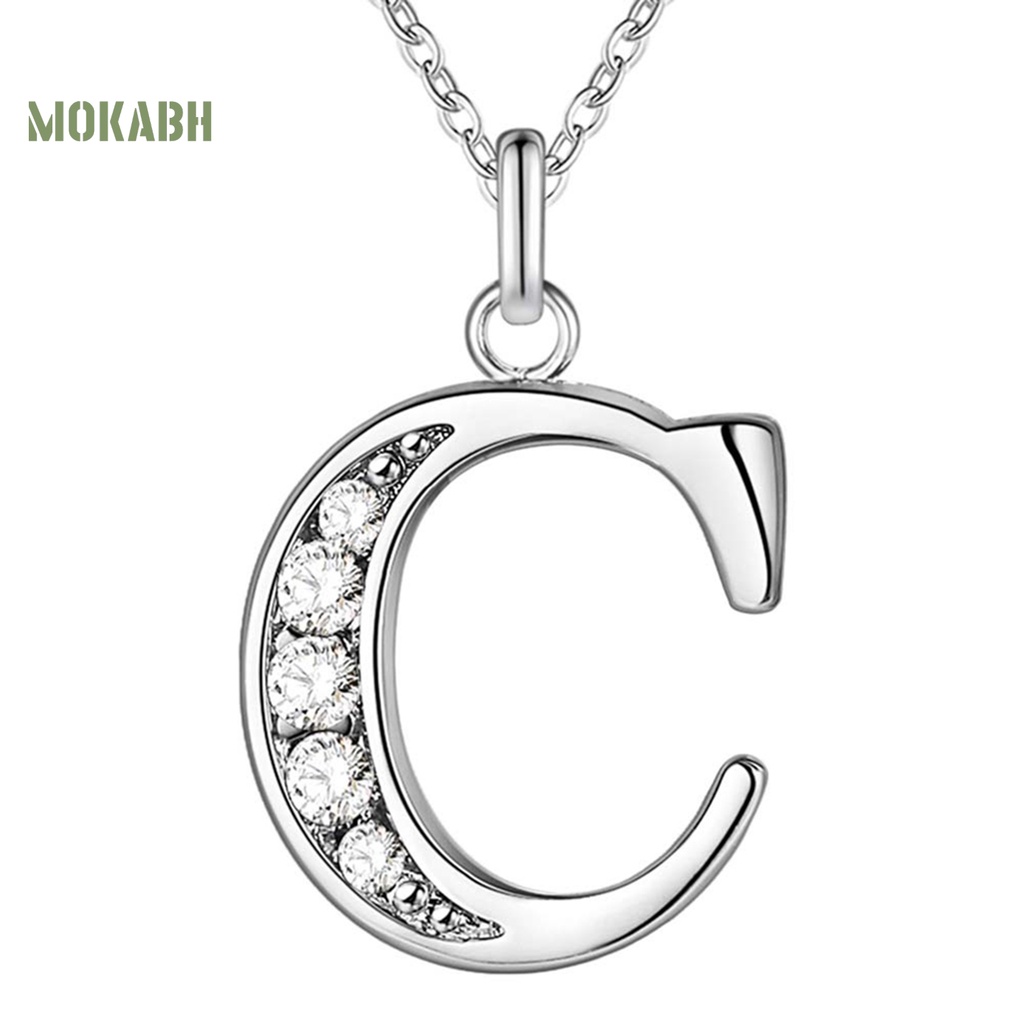 Vòng cổ Đồng Mạ Bạc Mặt Chữ Cái Đính Đá Thời Trang Dự Tiệc