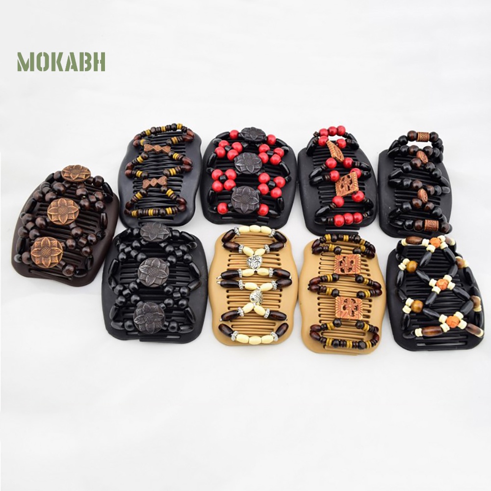 Lược Cài Tóc Hai Mặt Co Giãn Đính Hạt Phong Cách Vintage Cho Nữ