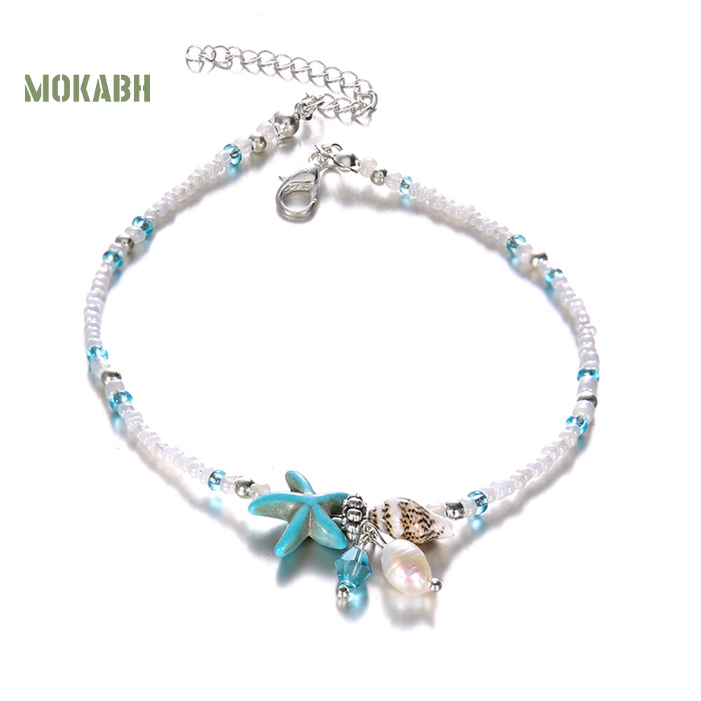 Lắc Chân Chuỗi Hạt Hình Sao Biển Phong Cách Boho Thời Trang Cho Nữ