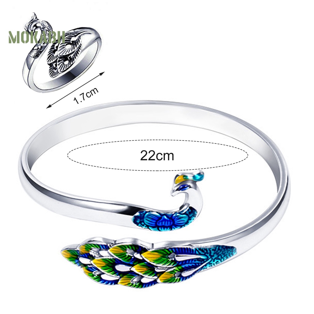 Vòng Tay / Nhẫn Mạ Điện Hình Chim Công Nhiều Màu Thanh Lịch Cho Nữ