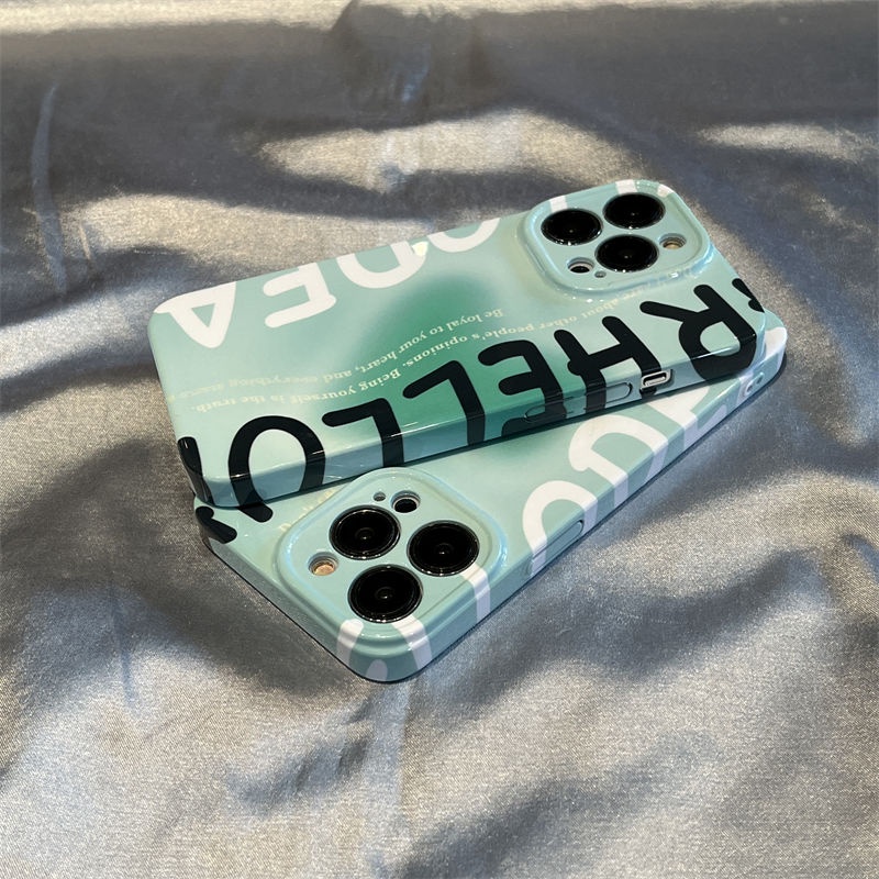 Ốp Điện Thoại Màu Xanh Lá In Chữ Tiếng Anh Độc Đáo Thời Trang Cho iPhone13 Max12 14pro11pro