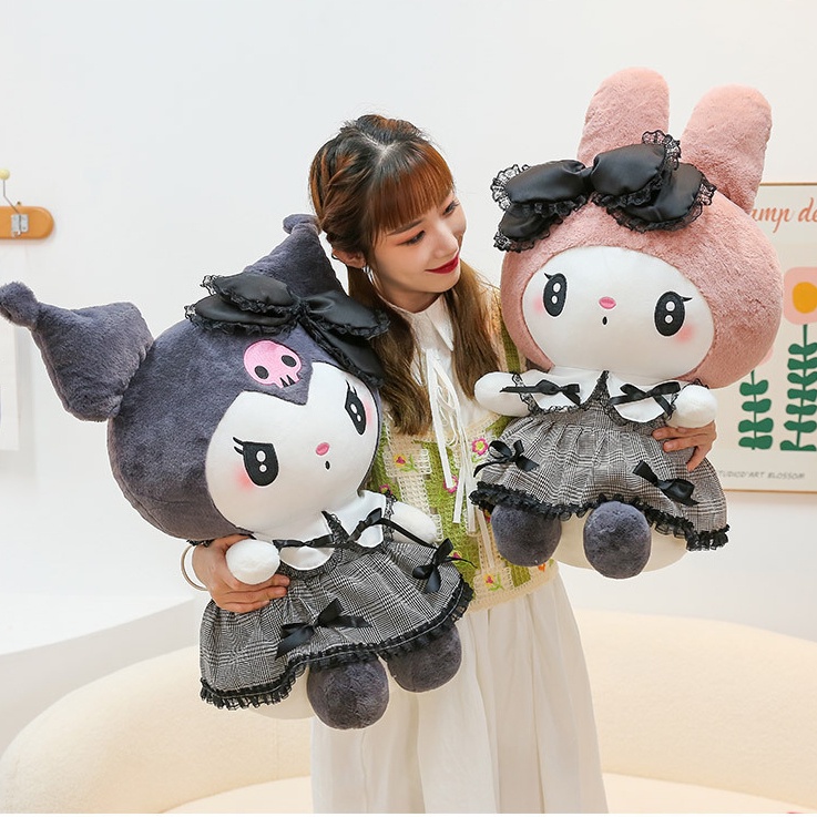 Búp Bê Nhồi Bông Hình Sanrio Kurome Melody Màu Tối Phong Cách Gothic