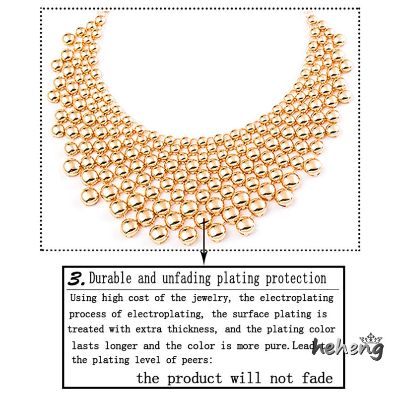 Vòng Cổ Choker Bằng Kim Loại Hạt Tròn Trang Sức Cho Nữ Lễ Hội