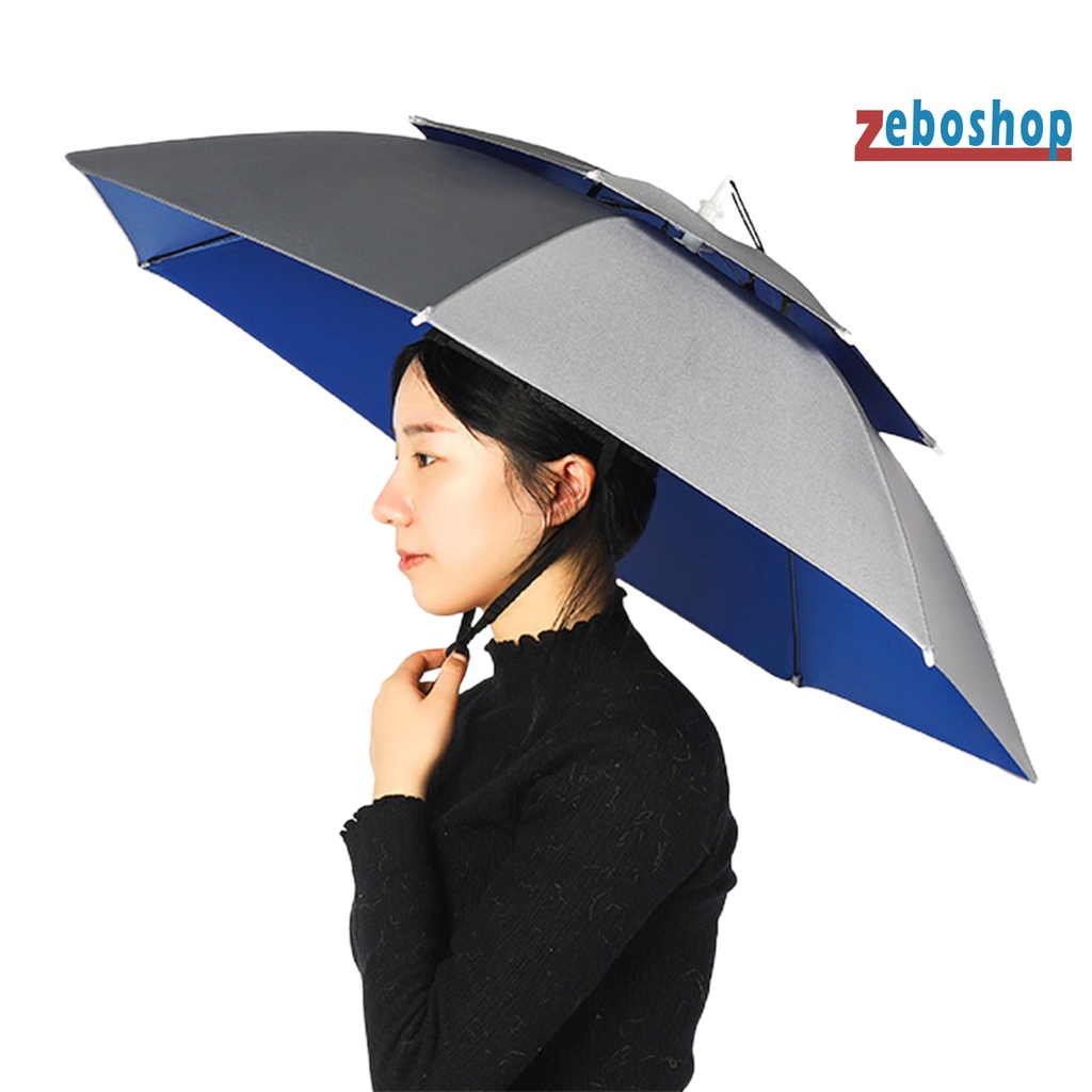 Dù Chống Nắng Hai Lớp 77cm Có Dây Đeo Co Giãn Tiện Dụng