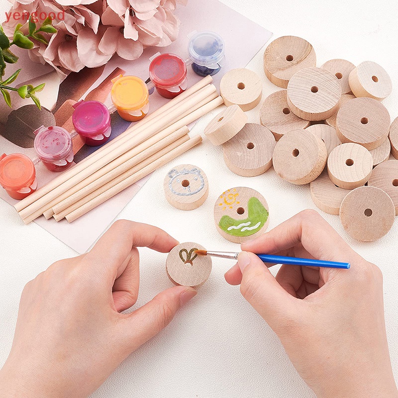 1 Bộ Bánh Xe Bằng Gỗ Có Lỗ 0.2 inch Cho Mô Hình Xe Hơi Đồ Chơi DIY