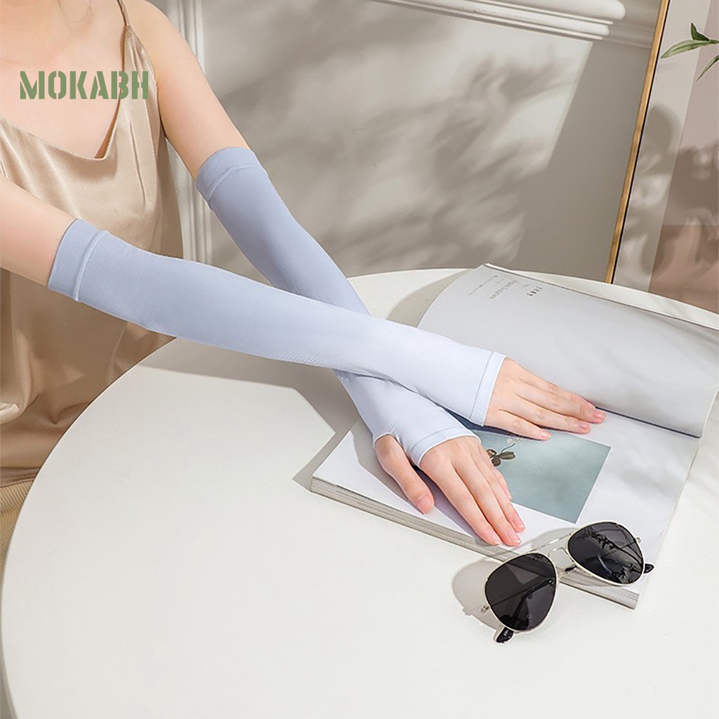 1 Cặp Găng Tay Chống Nắng Bằng Lụa Lạnh Co Giãn Cao Màu Sắc Gradient