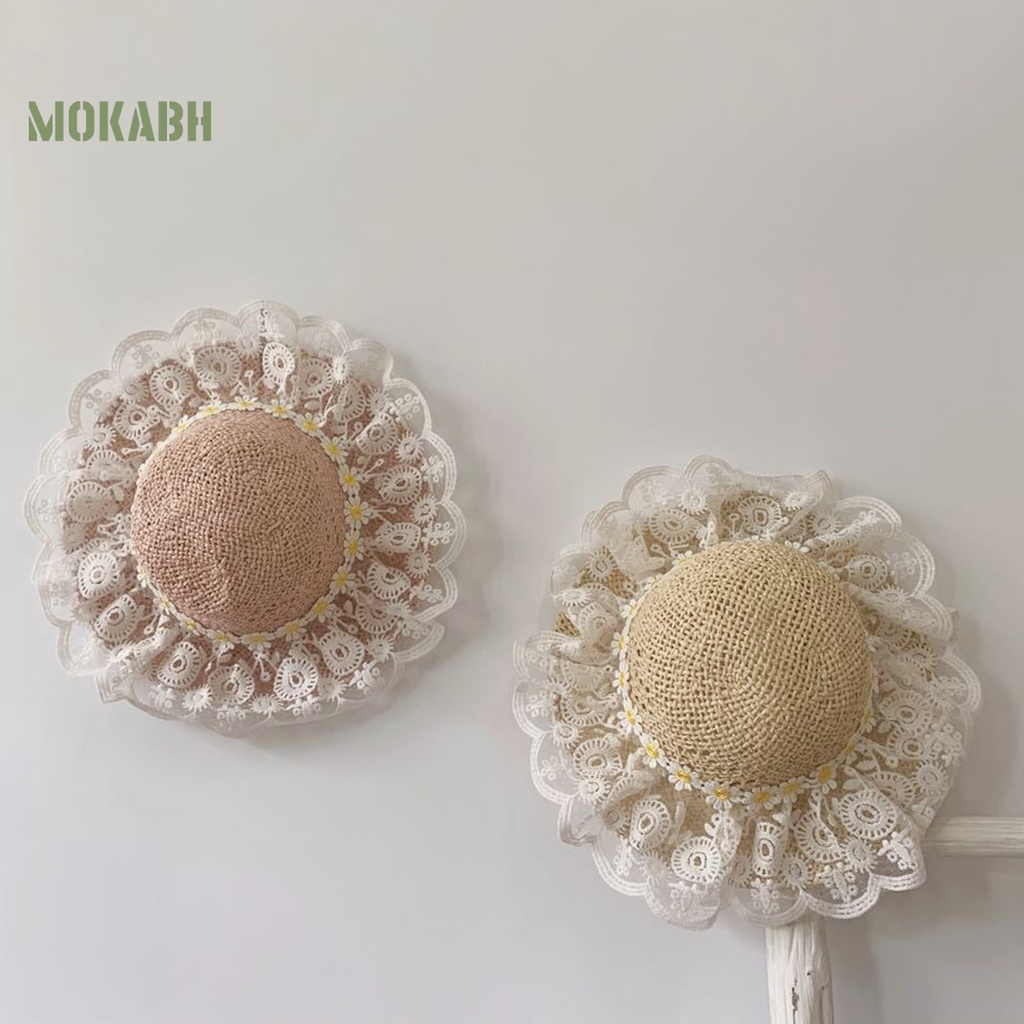 Nón Cối Rộng Vành Thoáng Khí Kèm Dây Đeo Co Giãn Chống Tia UV Thời Trang Mùa Hè Cho Bé Gái