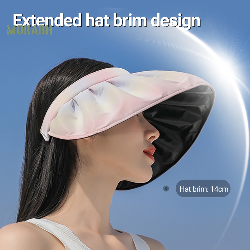 [Mok Abh] Mũ Rộng Vành Hở Chóp Chống Tia UV Co Giãn Phong Cách Hàn Quốc Cho Nữ