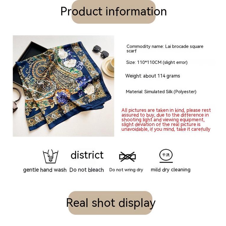 Khăn Choàng Cổ Hình Vuông Cỡ Lớn 110cm Vải Satin Họa Tiết Chấm Bi Màu Đen Thời Trang Mùa Hè Thanh Lịch