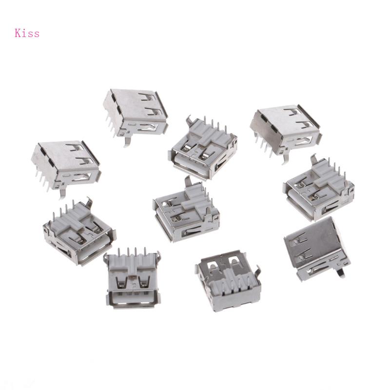 Set 10 Ổ Cắm USB 2 0 Type-A 4 Pin Góc Phải 90 Độ Chuyên Dụng